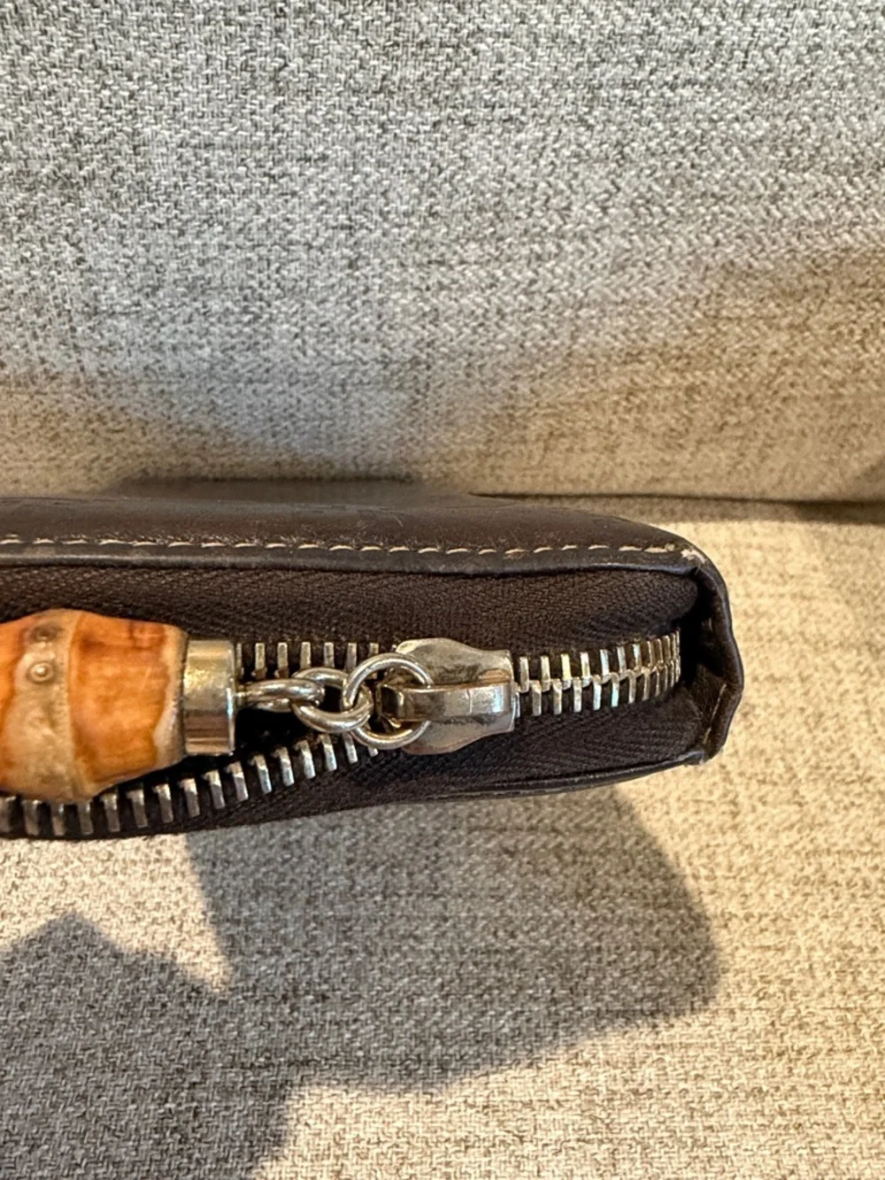 GUCCI Bamboo Tassel Ssima GG Logo Leather Zip Around Long Wallet - Picture 13 of 14